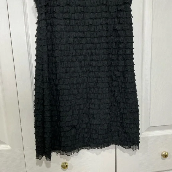 🤎 Free People Black Ruffle Mini Tank Dress - Size Medium - Picture 3 of 8